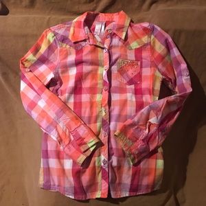 Justice Long Sleeved button down top kids 12
